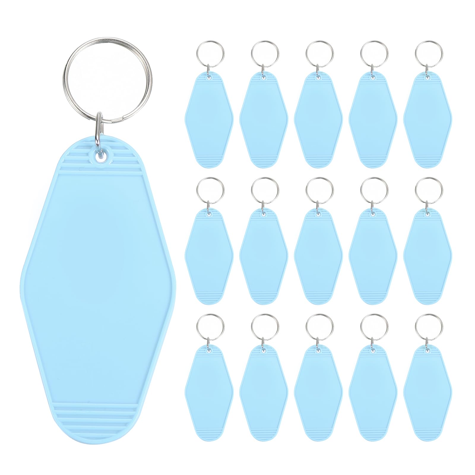PATIKIL Vintage Motel Keychain, 16 Pack Blank Hotel Keychains Rhombus Retro Key Tag for DIY Crafts Ornament Backpack Luggage Labels Tags, Sky Blue