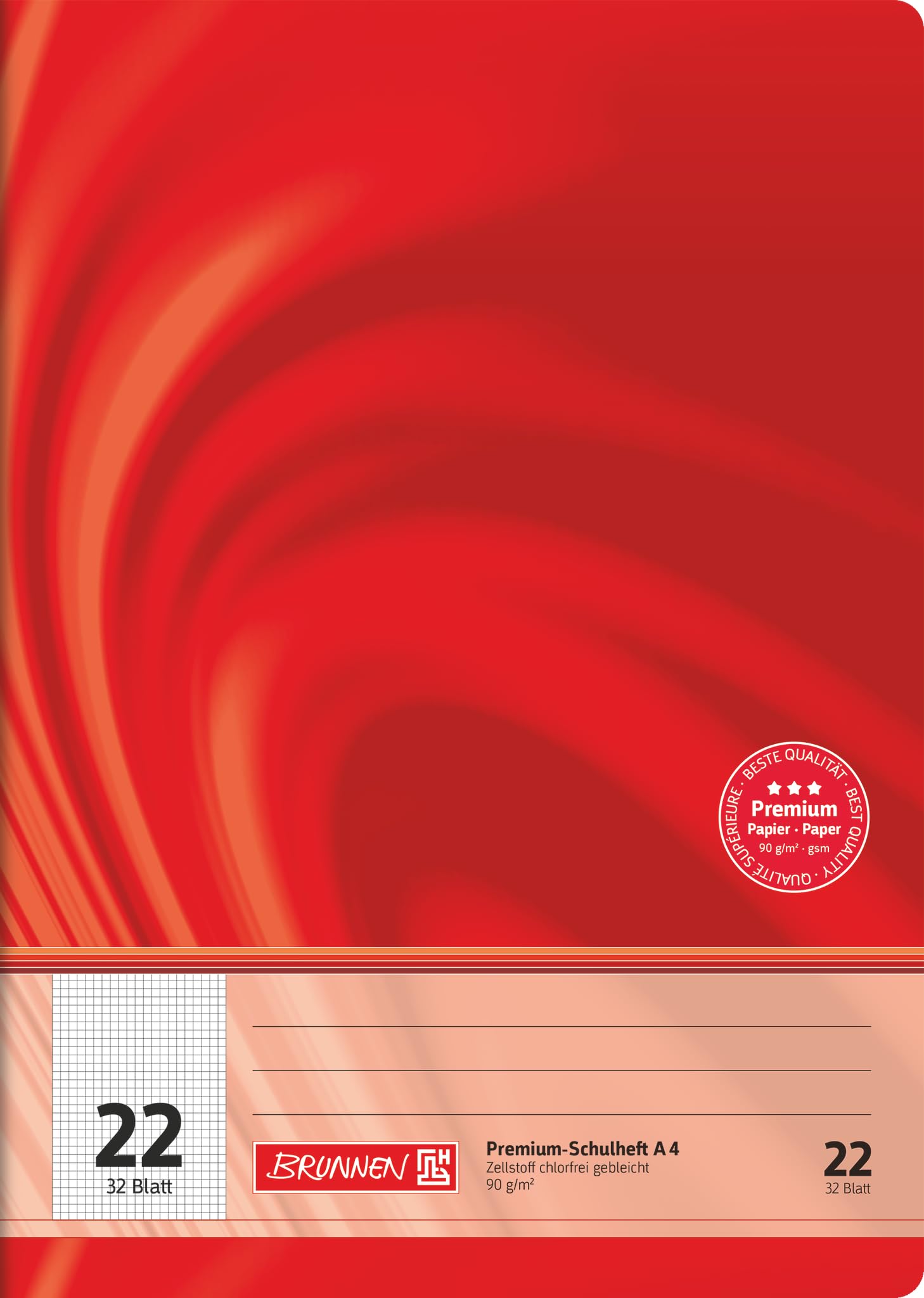 Brunnen 104442202 A4 Vivendi (32 Sheets 5 mm Squared School Exercise Books Ruled Exercise Book – 22)
