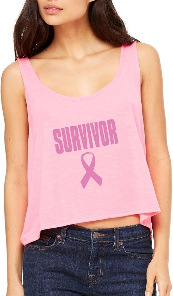 Amazon.com: Survivor Pink Ribbon Boxy Tank Top Breast Cancer Awareness Flowy Shirt Large/XL Neon 
