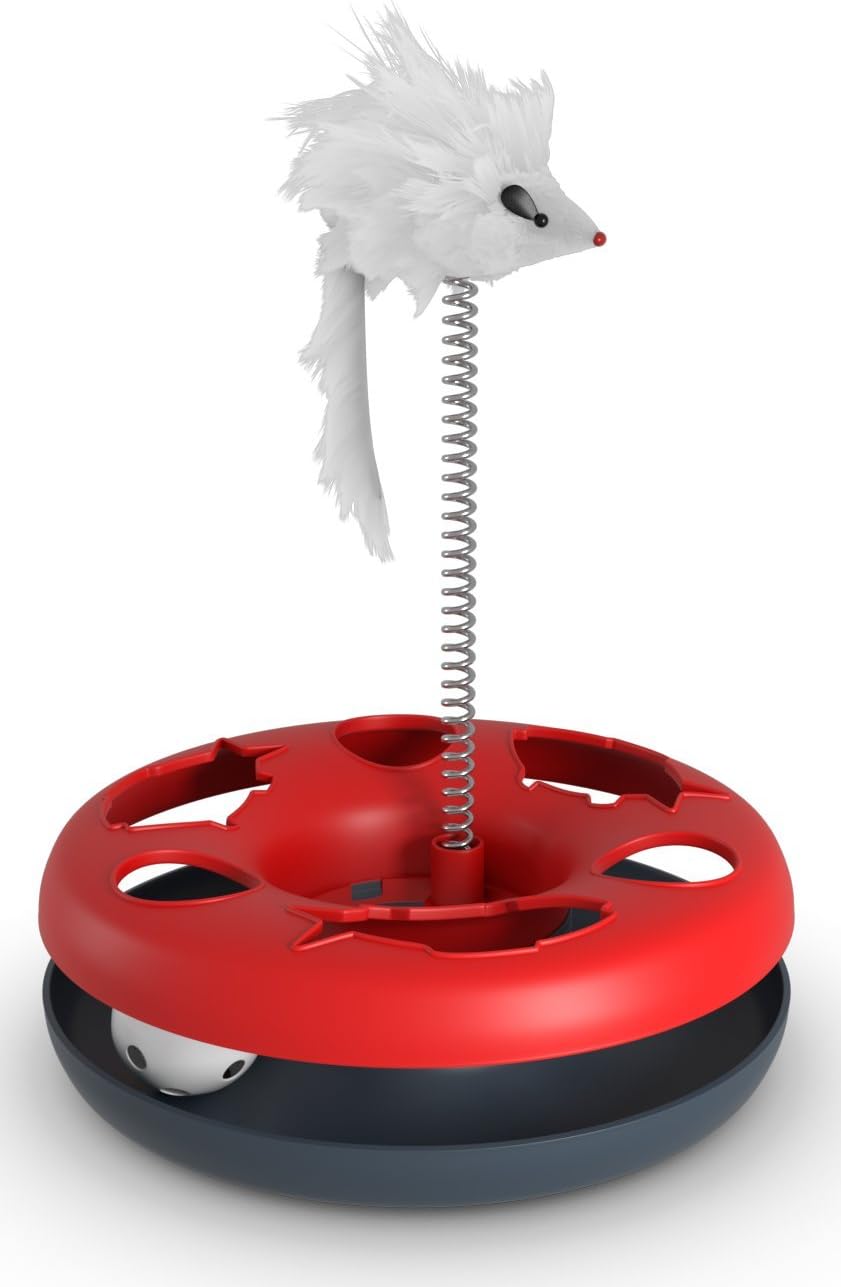 FluffyPal Cat Toy Interactive, Satisfy Your Cat's Natural Instincts With Automatic Cat Toy! Cat Toy With Captive Ball And Also Spring Mouse Will Fully Engage Any Kitten Into Some Playful Experiences