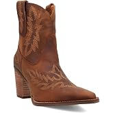 Dingo Womens Rocky Embroidered Snip Toe Pull On Casual Boots Ankle Mid Heel 2-3" - Off White