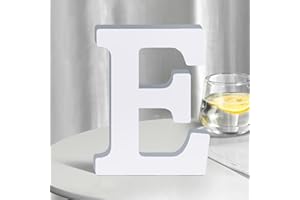SETNDTS White Wooden Letters 6 Inch for Wall Decor,Large Unfinished Wood Letters for Home,Wooden Alphabet Letters for Crafts,Standing Garden Board or Room Name Signs DIY Carft (E)