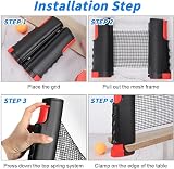 Flintronic Table Tennis Set 2 Rackets 6 Balls Net Red/Blue Portable view 6