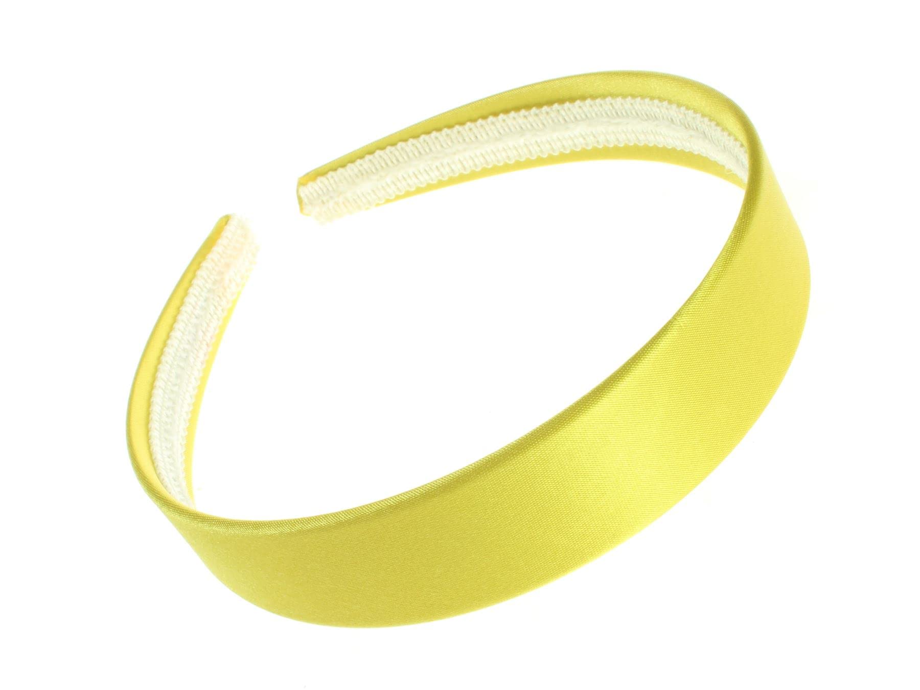 2.5cm (1") Yellow Satin Covered Plastic Alice Band Hair Band Headband No Teeth for Women Girls by Glitz4Girlz