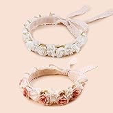 BFNAAgirl Hairband, 2pcs Children Girl Lace Headbands with Flower, Adjustable Hair Accessories Gift for Children (lace-9)