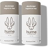 Hume Supernatural Aluminum Free Deodorant for Women & Men - Safe for Sensitive Skin - Probiotic, and Plant-Based - Long-Lasting Moisture Absorbing - Clean and Effective - Fragrance Free, 2-Pack