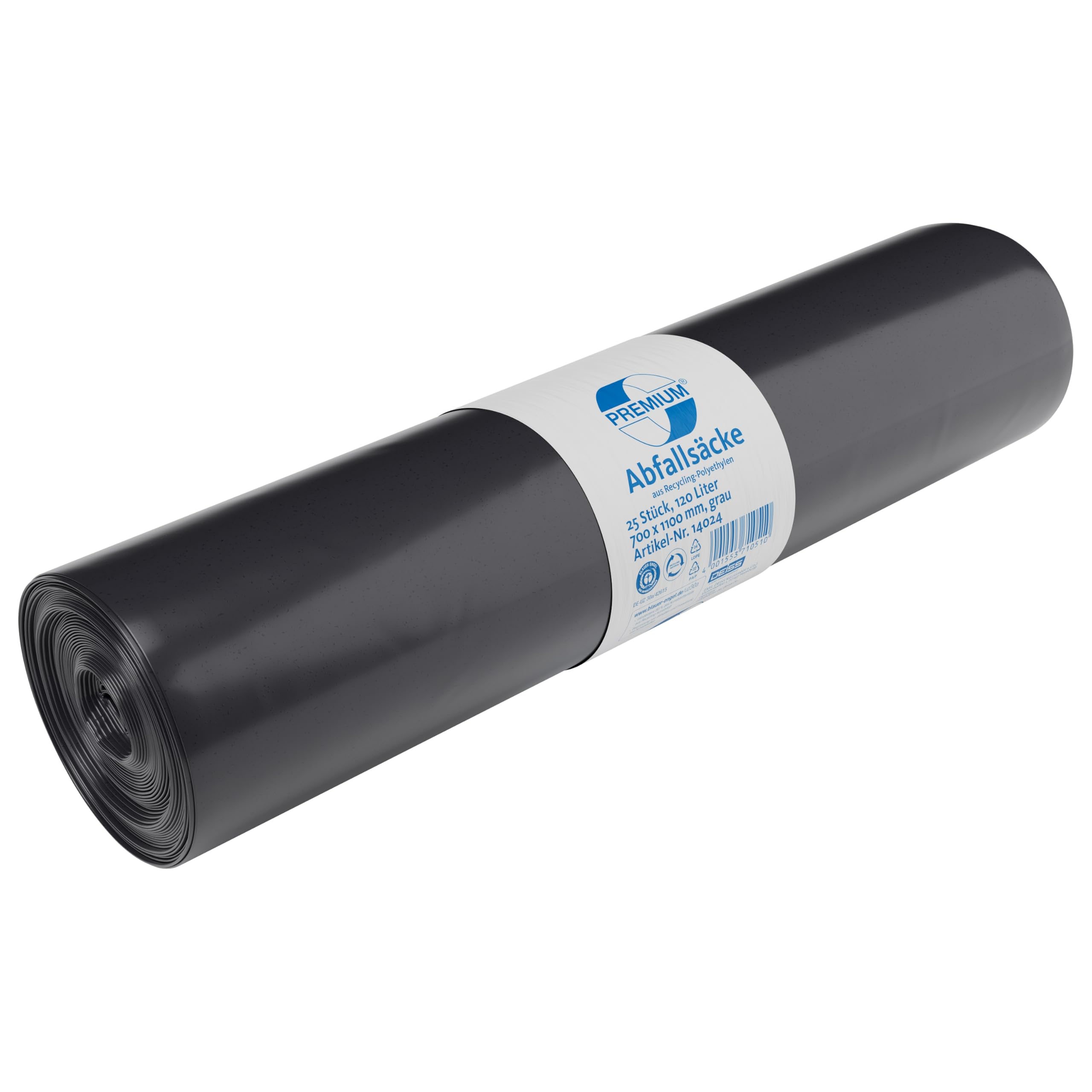 Deiss Type 60 Premium 14024 Rubbish Bags 700 x 1100 mm, 25 per roll, Grey