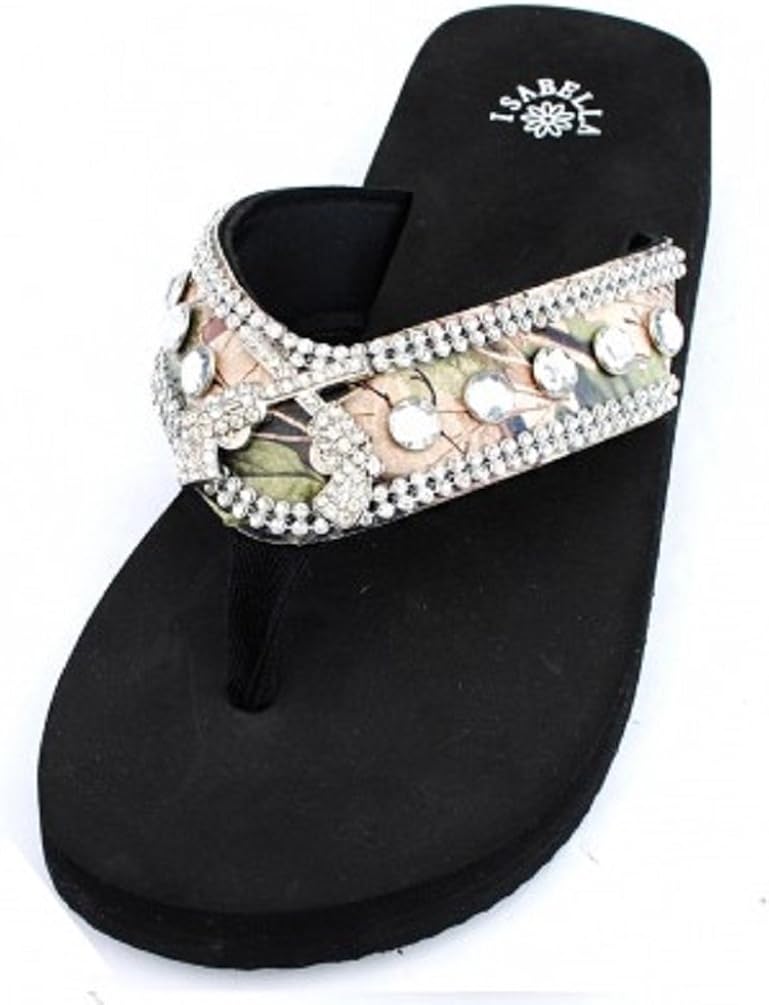 camo flip flops with rhinestones