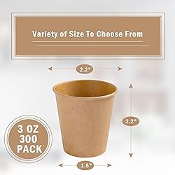 Lamosi 300 Pack 3 OZ Kraft Paper Cups, Disposable