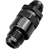 Aluminium 10AN Fuel Check Valve, 7/8-14 Male Thread Non Return One Way | 1.5-1500 Psi Pressure Resistance Inline Check Valve Fitting, Black