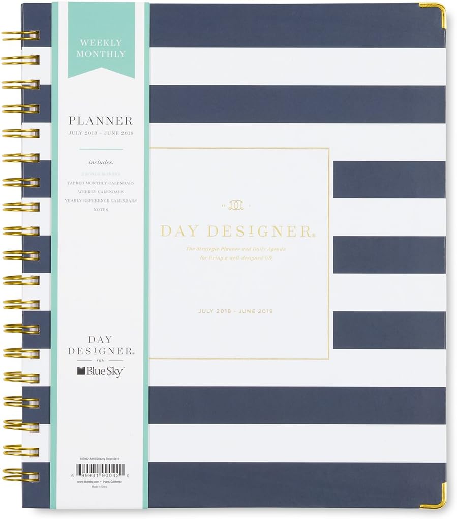 Day Designer for Blue Sky 2018-2019 Academic Year Weekly & Monthly Planner, Hardcover, Twin-Wire Binding, 8