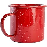 Enamel Mug- Outdoor Camping Mugs - Ideal For Early Morning Coffee Or Cold Beverages- Coffee Mug- 16 Oz (Red)