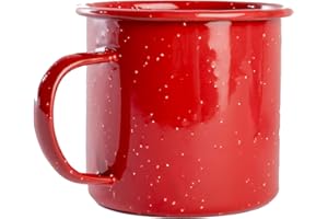 Enamel Mug- Outdoor Camping Mugs - Ideal for Early Morning Coffee Or Cold Beverages- Coffee Mug- 16 Oz (Red)