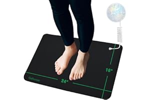 Galvexar Grounding Mat for Feet at Home & Office, 24"x16" Conductive Earthing Mat with 15ft Cord, Grounding Pads for Feet for Better Sleep, Static Discharge at Work, Yoga, Gaming