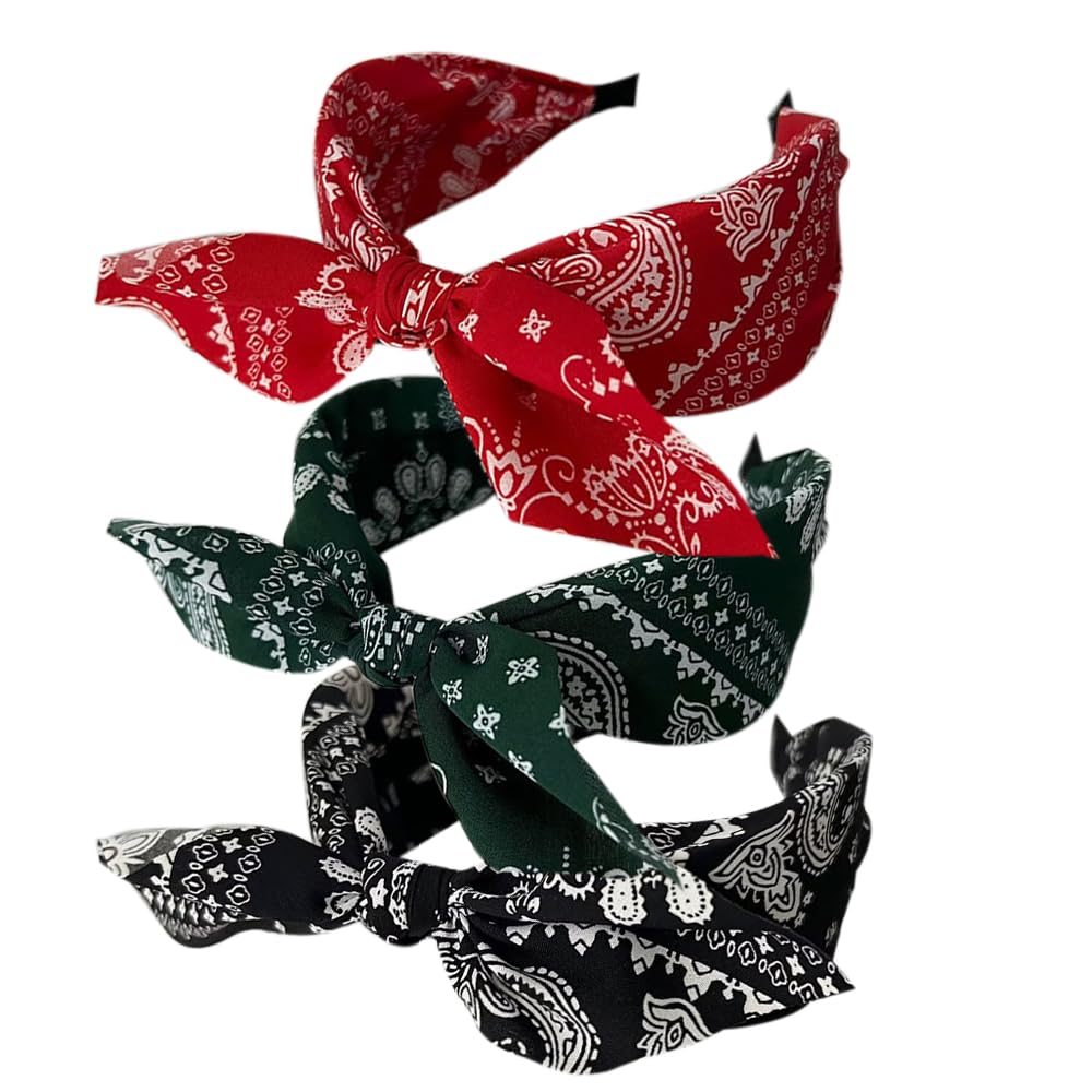 Wide Headbands for Women Fabric Hair Band,Elastic Headbands Knot Hairbands Hair Accessories for Daily Wearing, Dating, Sports (3CASE4)