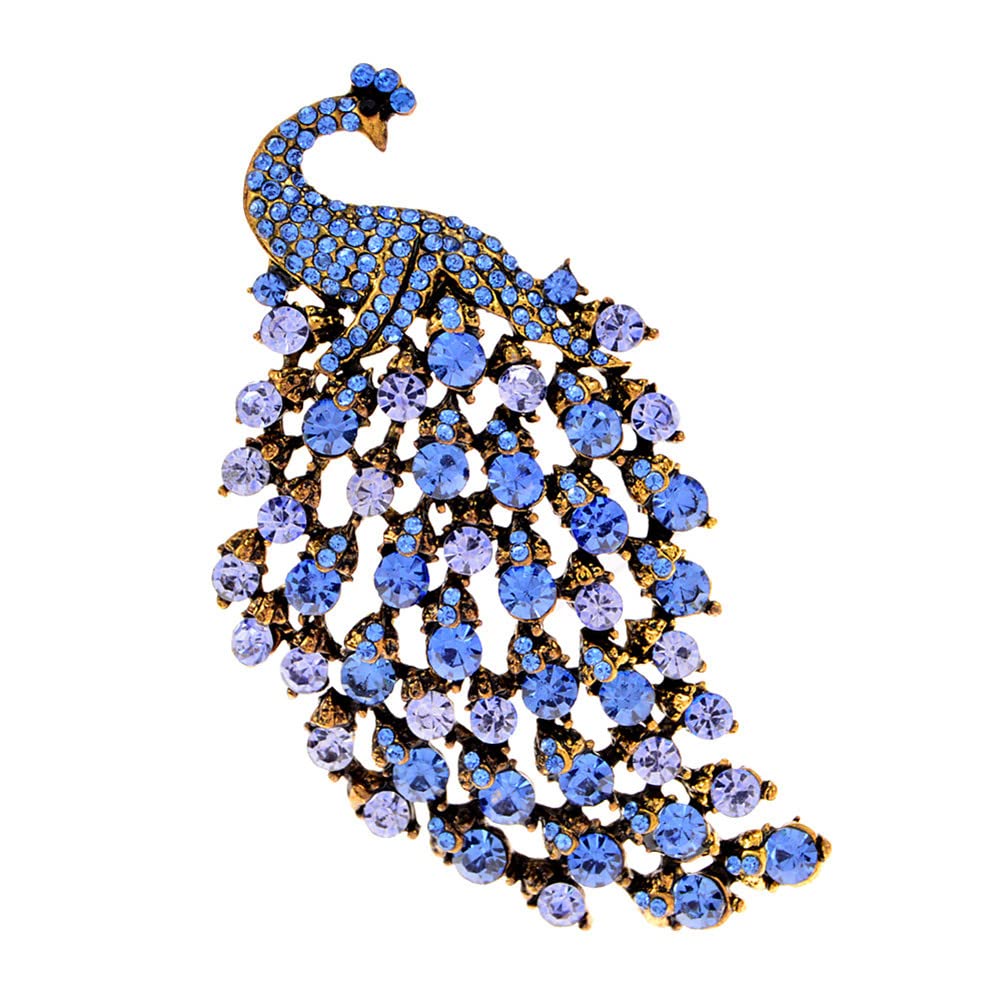 Crystal Peacock Enamel Big Bird Party Office Casual Brooch Pin for Women Ladies Coat Jacket Dress Hat Scarf Shawl Accessories Gifts