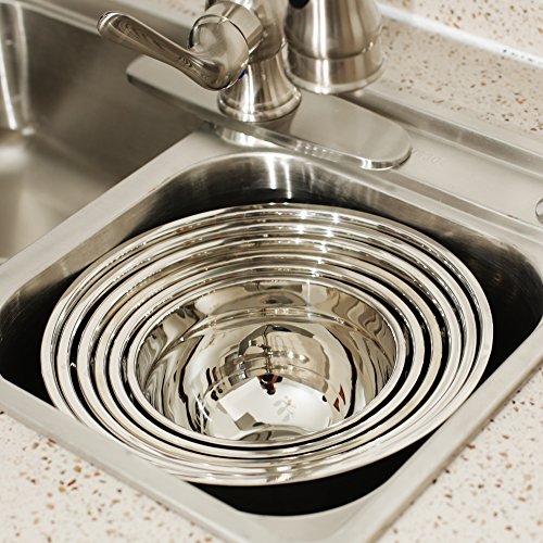 ZESPROKA Stainless Steel Mixing Bowls, Nesting Bowls, Matte and Mirror Finish, Set of 6