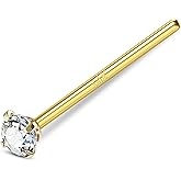 COCHARM Fishtail Nose Stud Ring 20g 14k Real Gold Custom Bendable Nose Rings CZ Nose Piercing Jewelry for Women Men 2mm 2.5mm 3mm