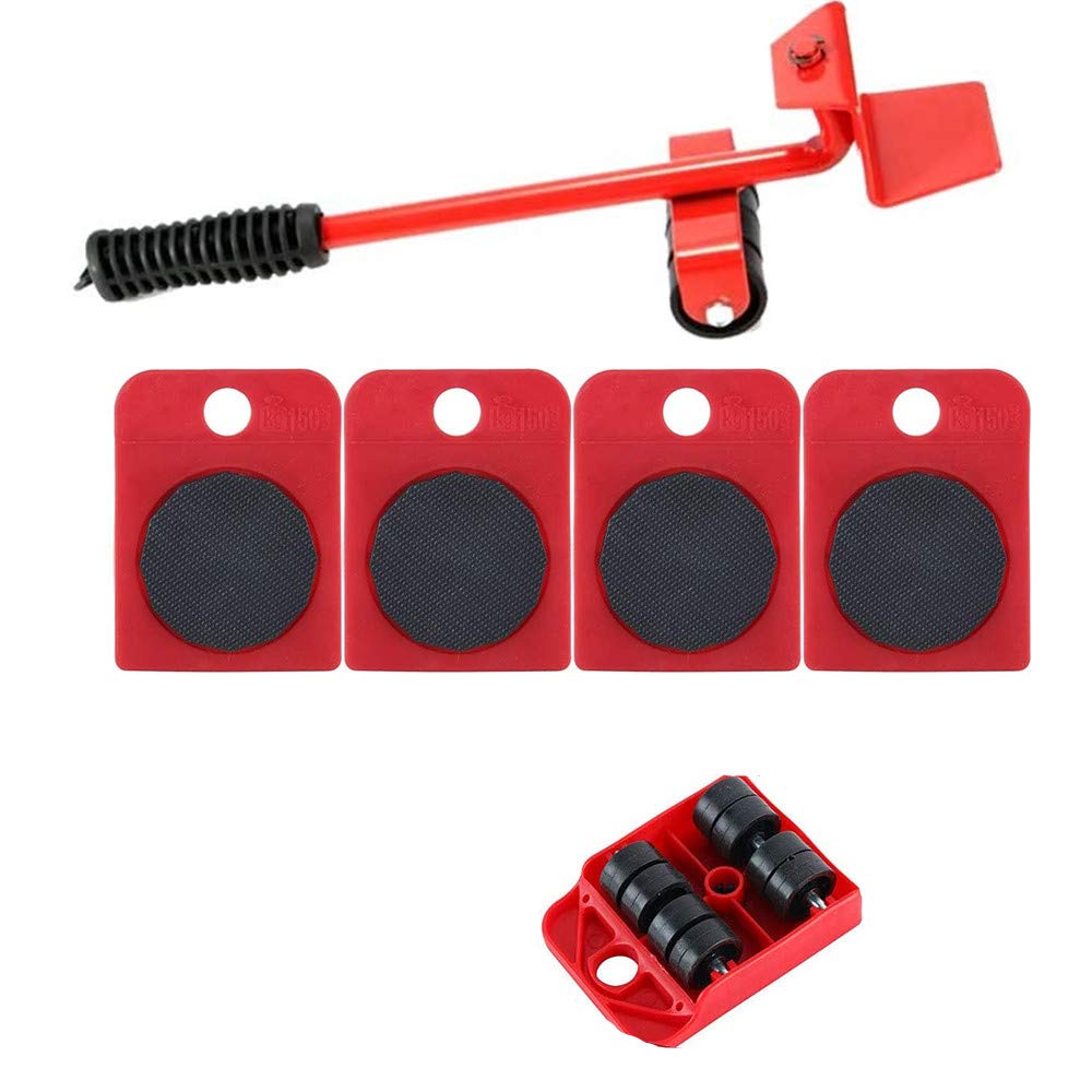 Ygapuzi Heavy Duty Furniture Lifter with 4 Sliders Appliance Roller Moving Tools for Sofa Refrigerator Cabinet, Max Up for 150KG/330LB, Easily Redesign and Rearrange Living Space (Red)