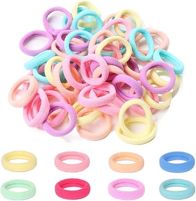 nuoshen 200 Pcs Baby Cotton Hair Bands Candy Color 3 cm Seamless Ponytail