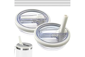 AQZFEUY 2 Pack Flip Straw Leak Proof Lid for Stanley 40 oz Tumbler Quencher - 40oz Reusable Spill Proof Lid Top Cover Stanley Cup Accessories - Replacement of Leaking Original Stanley Lids - Beige