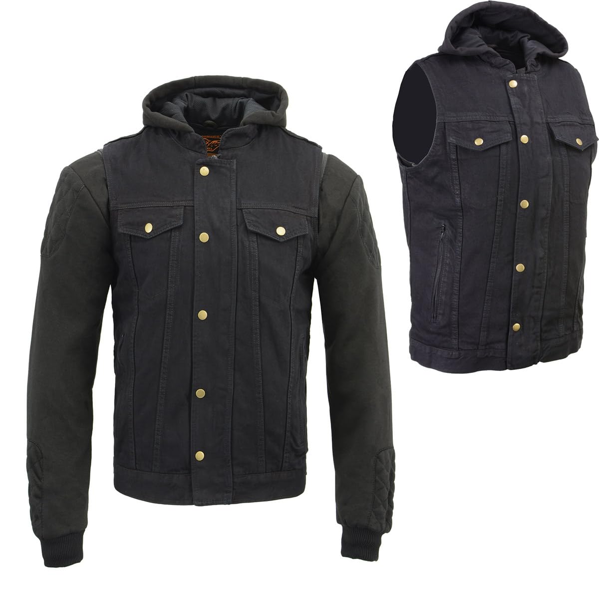 Photo 1 of Milwaukee Leather MDM3020 Men's Black Denim '5-in-1' Club Style Vest with Removable Hoodie - 4X-Large