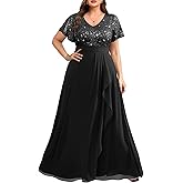 Pinup Fashion Women Plus Size Formal Dresses - Sequin Evening Gowns Wedding Guest Prom Long Dress