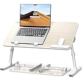 Laptop Desk for Bed, SAIJI Lap Desks Bed Trays for Eating Writing, Adjustable Computer Laptop Stand, Foldable Lap Table in Sofa and Couch（23.6 x 13Teak