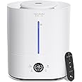 ASAKUKI Humidifiers for Bedroom Large Room, 4L Cool Mist Top Fill Humidifier with LED Display & Oil Diffuser, Humidity Control, Sleep Mode, Ultrasonic Humidifier Quiet for Baby, Kids, Plants, White