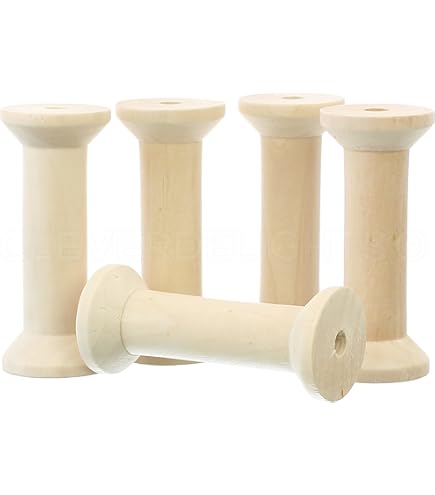 HAHIYO 2 Inch Wood Spools 6 Pack - Natural Birch Empty Thread Spools For Crafts