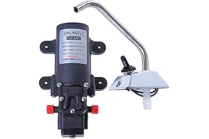 12V Water Pressure Diaphragm Pump Car Electric Water Pump 4.3 L/min 1.1 GPM 35 PSI with 360°Spin Faucet/Tap for Caravan/rv/Bo