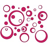 Hot Pink Wall Vinyl Sticker Decal Circles, Bubbles, Dots 25+ Pc