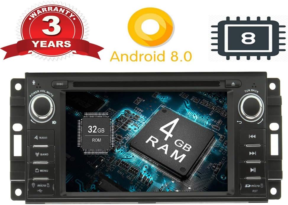 henhaoro 6.2" Android Car DVD Stereo for Jeep Dodge Chrysler GPS Navigation Touch Screen Radio Receiver 2 DIN Head Unit