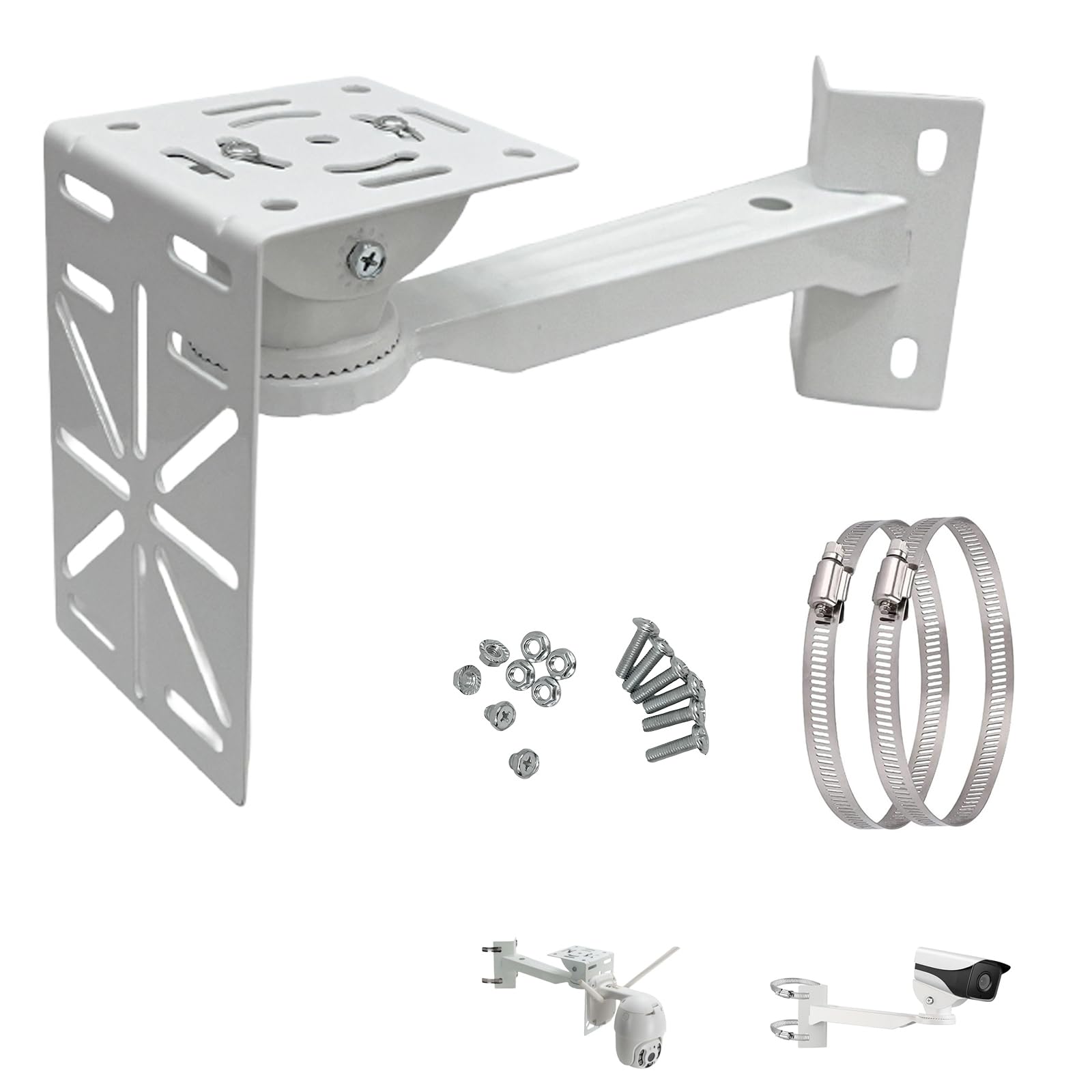 Photo 1 of NVRTTRR L-Shape Dome Camera Bracket, Wall Ceiling Mount for Security Dome Cameras, Wall Mount, (Vertical Pole Bracket+Hoop 7.8 in)