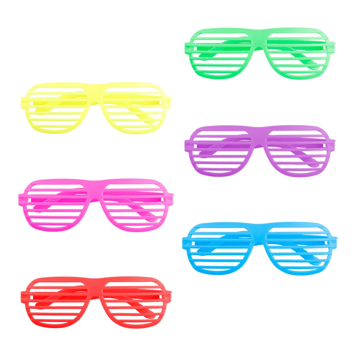 Lotsdonxia Neon Shutter Shades Sunglasses - Assorted Colours for 80s 90s Parties, Festivals, and Dress-Up Costumes