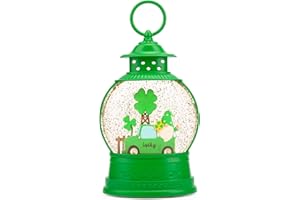 PESTILITE St Patricks Day Lucky Shamrock Gnomes Truck Snow Globe for St Patricks Day Decorations,6H Timer, USB/Battery Operated,St Patricks Day Decor for Home Indoor/Outdoor and Home Party Supplies