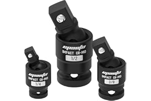 EPAuto Impact Universal 1/2", 3/8", and 1/4" Universal Joint Ball Spring Socket Swivel Set, Cr-Mo, 3 Pieces