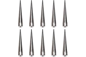 40 Sets 40MM Spikes for Clothing, CAMXTOOL Cone Spikes and Studs, Punk Spike Rivets, Long Metal Spikes for Crafts, Punk Screw Rivet for Clothes Jackets Leather and Shoes (Silver)