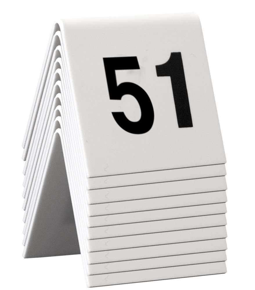 Securit Table Signs, Numbers 51-60, 4 x 4 x 5 CM (TN-51-60)