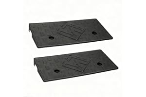 WECARLLE Rubber Curb Ramps for Driveway Sidewalks Shed Entry 2.4 Inch Rise Height 2 Pack 19.68" L x 9.84" W W Threshold Ramp for Cars Motorcycles Lawn Mowers 7000lbs Load Capacity