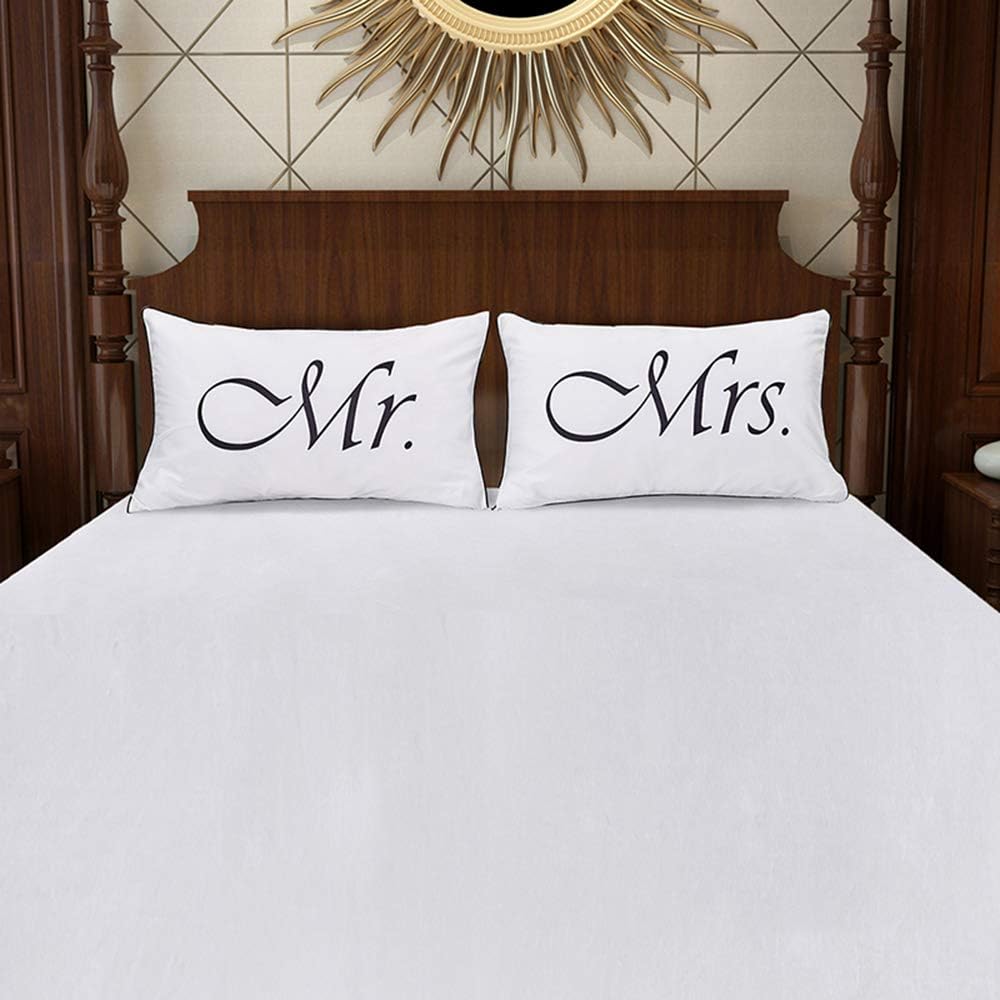 DasyFly Mr and Mrs Pillow Cases,His and Hers Couples Pillowcases - Image 3