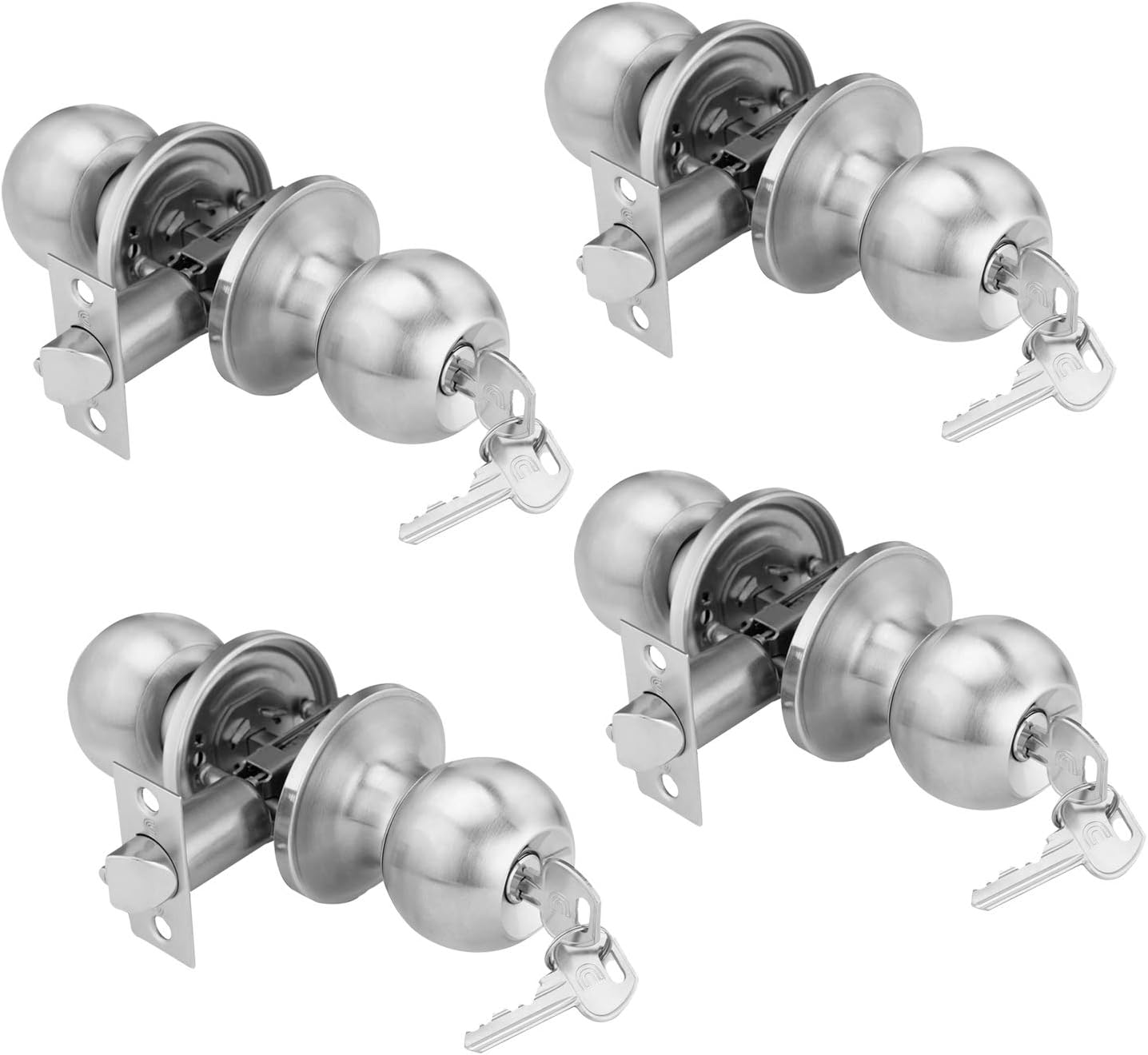 XFORT® 4 Pack Entrance Lock Set, Modern Design Door Lock with Key