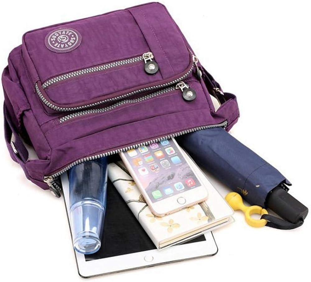 Milky Way Womens Nylon Crossbody Bag Waterproof Multi-Pocket Shoulder Tote Lightweight Travel Messenger Bagopping Hiking Daily Use (Gray) - Image 5