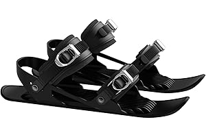 SYWAN Mini Short Ski Skates for Snow, Snowfeet Mini-Skii-Skate Adjustable Mini Ski Skates Snowskates Snowblades Skiboards Winter Sport Skiing Equipment for Snow Pro Version Ice Skating Lover, Black