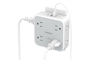 Multi Plug Outlet Extender, TESSAN 900J Surge Protector Plug Extension Block, 8 Outlet Splitter with 3 USB Ports (1 USB C), E