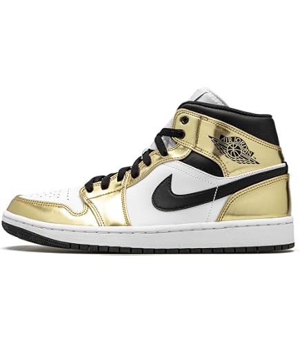Amazon.com | Jordan Air 1 Mid Se Metallic Gold/Black-White Mens