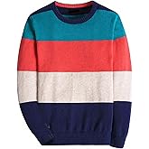 BASADINA Boys' Long Sleeve Sweater Pullover 100% Cotton Multicolor Stripe Sweaters
