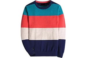 BASADINA Boys' Long Sleeve Sweater Pullover 100% Cotton Multicolor Stripe Sweaters