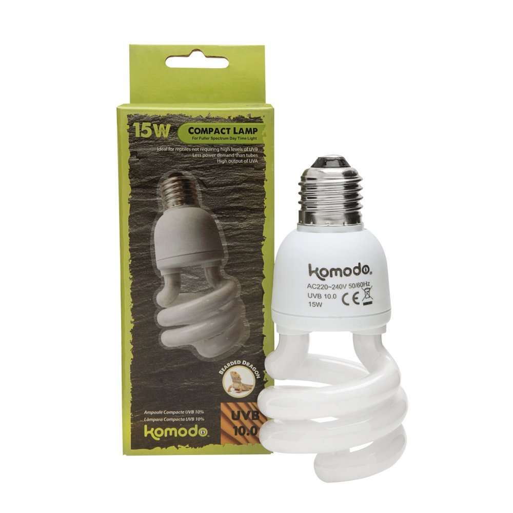 Komodo Compact Lamp Uvb 10.0 ES, 15 Watt, White