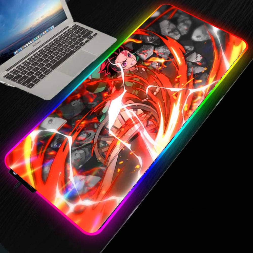 Mouse Pads Anime Demon Slayer Kimetsu No Yaiba RGB Gaming Large Mouse Pads Lighting